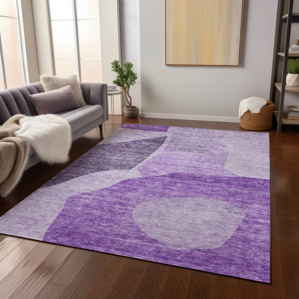 Piper Looms Chantille Abstract ACN665 Eggplant Area Rug Lifestyle Image Feature