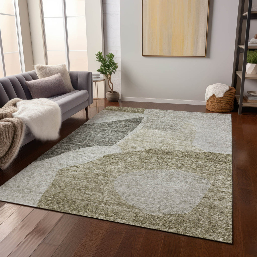 Piper Looms Chantille Abstract ACN665 Taupe Area Rug Lifestyle Image Feature