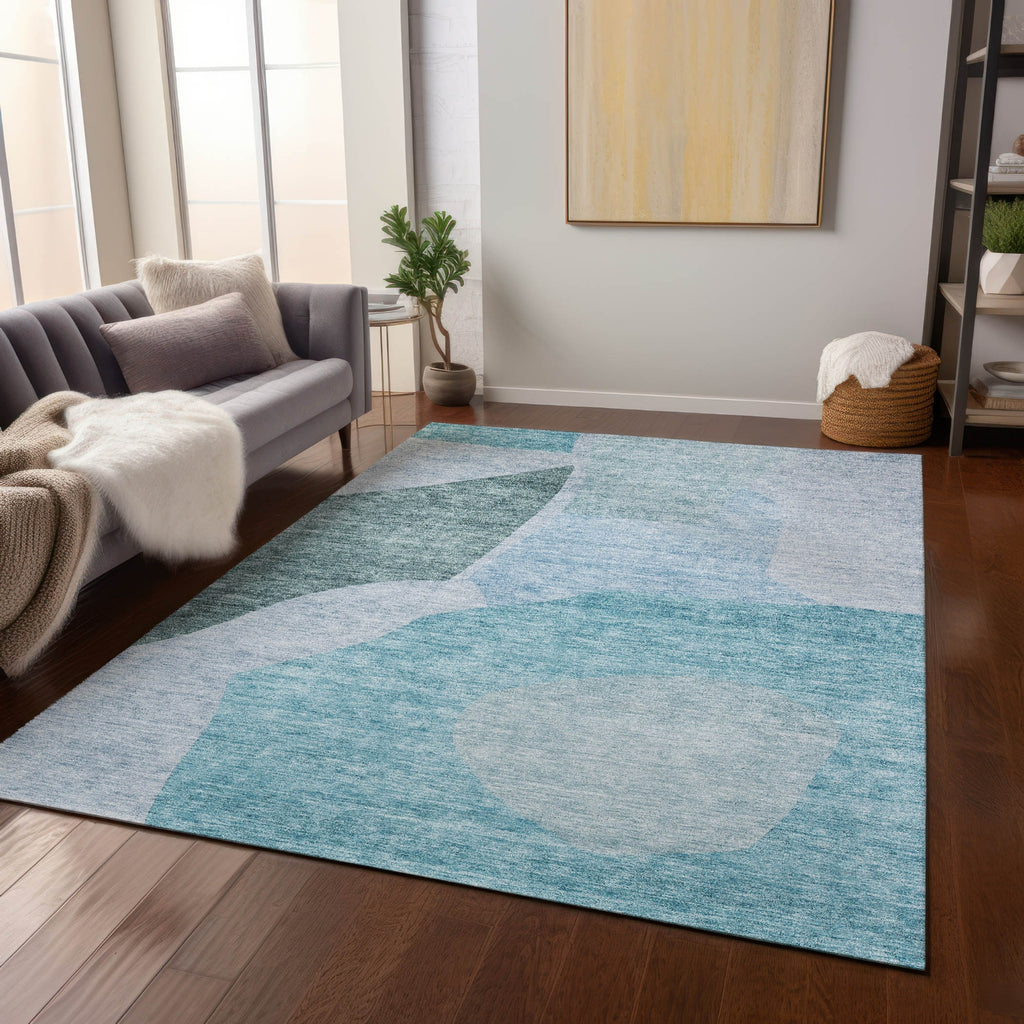 Piper Looms Chantille Abstract ACN665 Teal Area Rug Lifestyle Image Feature