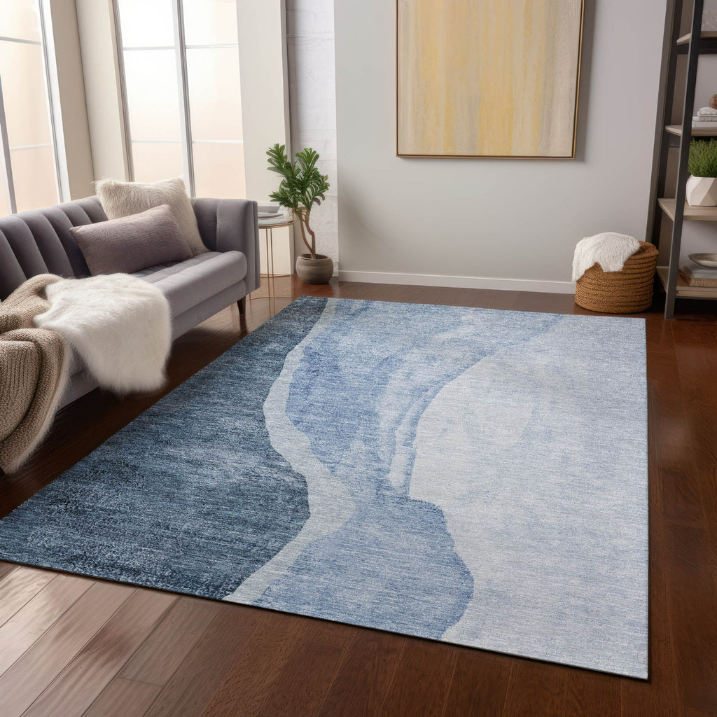 Piper Looms Chantille Abstract ACN667 Blue Area Rug Lifestyle Image Feature
