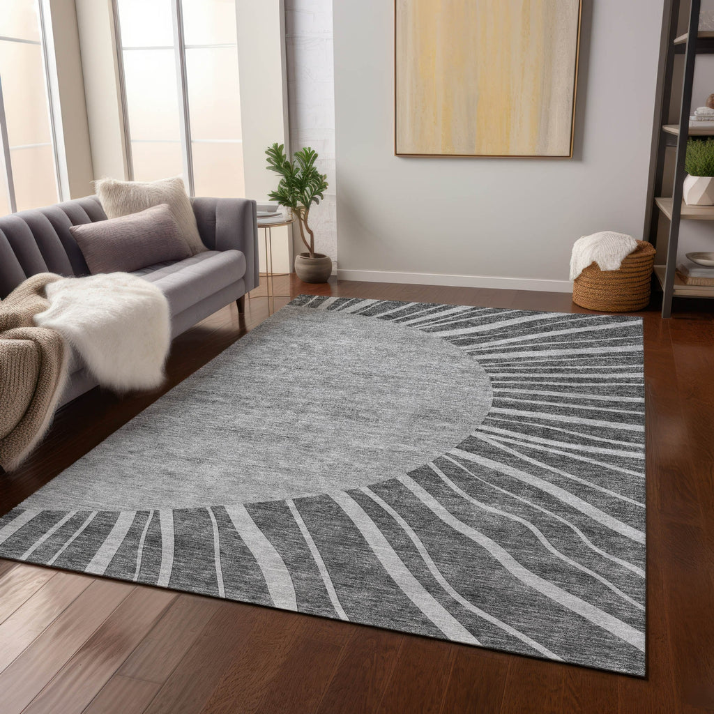 Piper Looms Chantille Abstract ACN668 Charcoal Area Rug Lifestyle Image Feature