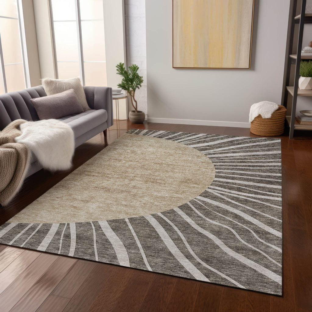 Piper Looms Chantille Abstract ACN668 Chocolate Area Rug Lifestyle Image Feature