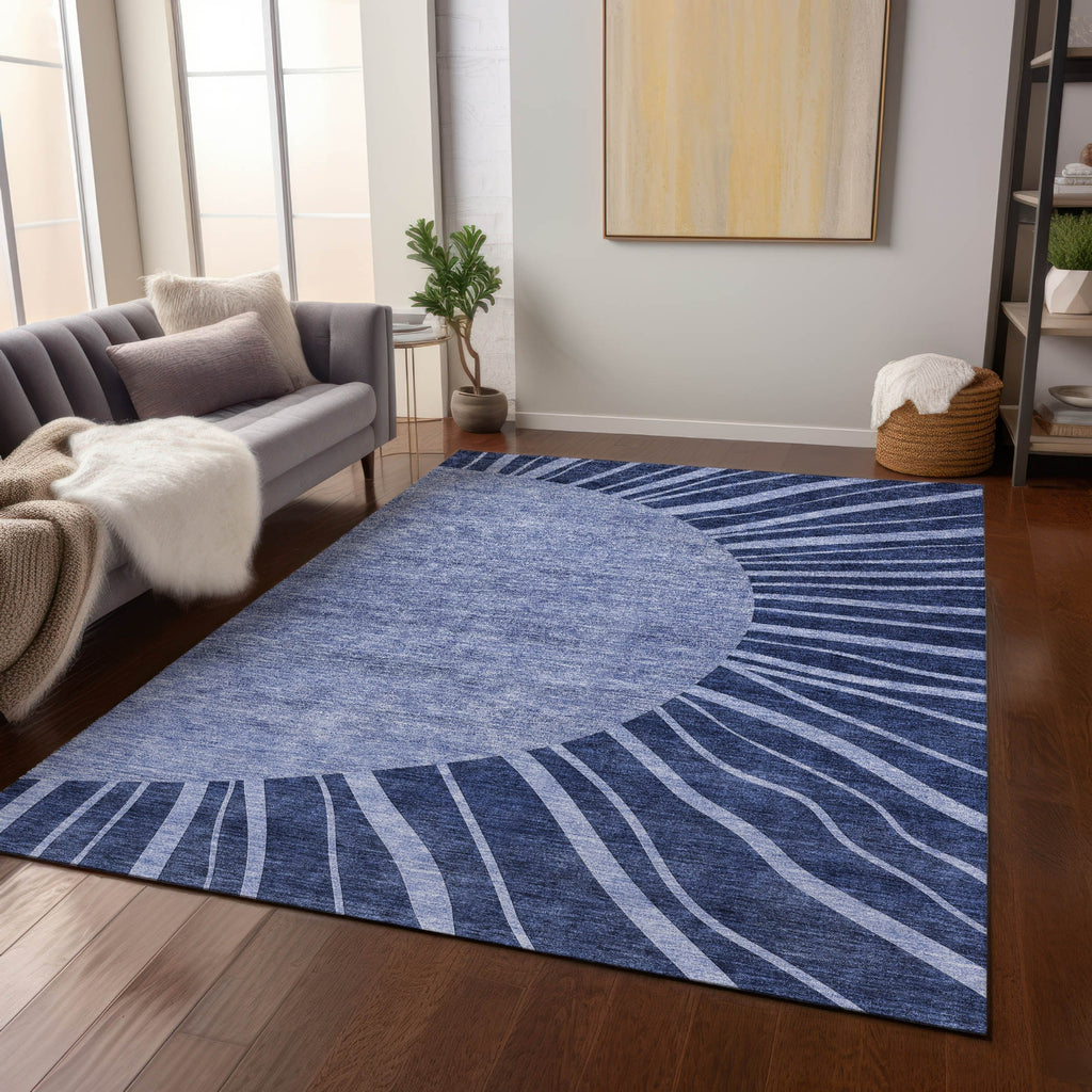 Piper Looms Chantille Abstract ACN668 Navy Area Rug Lifestyle Image Feature