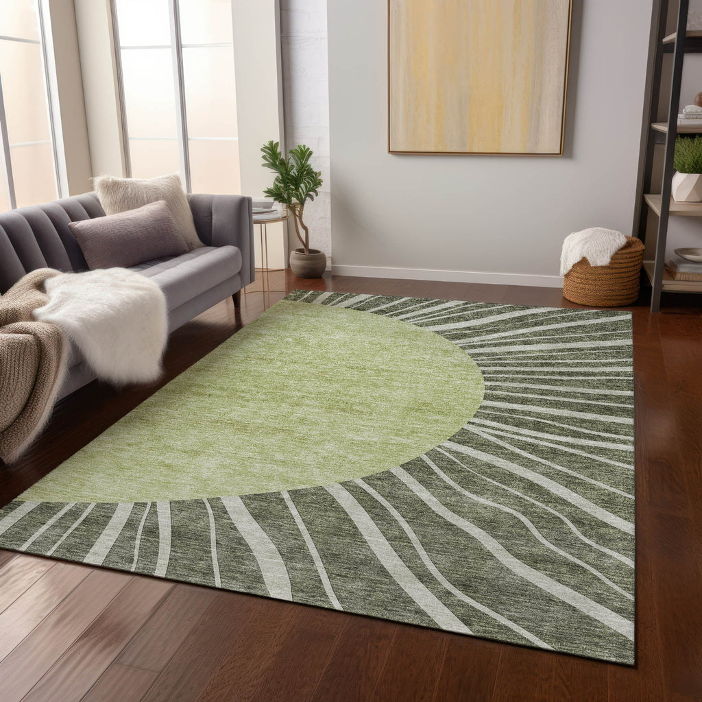 Piper Looms Chantille Abstract ACN668 Olive Area Rug Lifestyle Image Feature