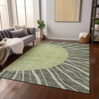 Piper Looms Chantille Abstract ACN668 Olive Area Rug Lifestyle Image Feature