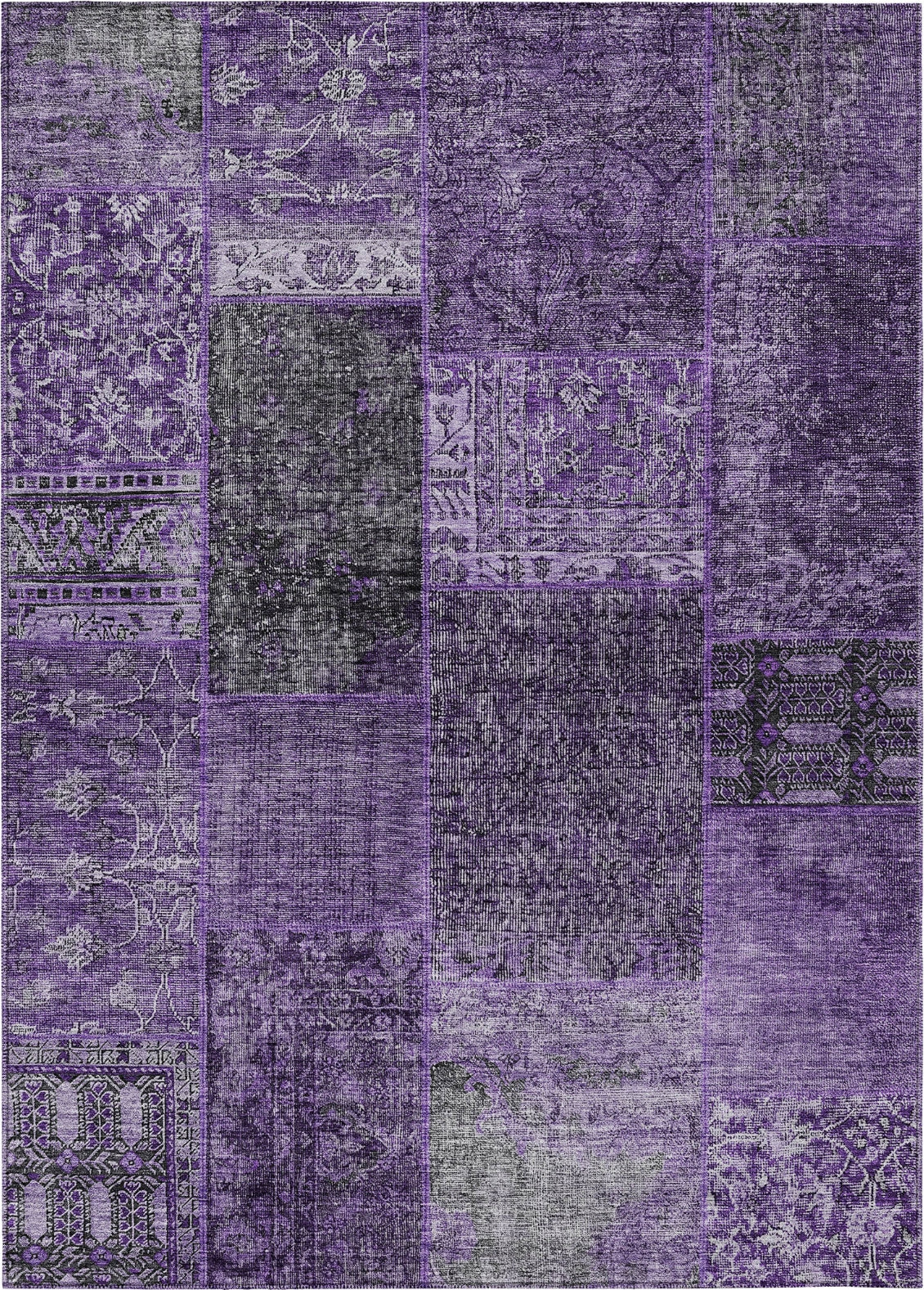 Piper Looms Chantille Patchwork ACN669 Eggplant Area Rug