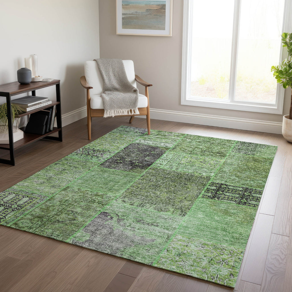 Piper Looms Chantille Patchwork ACN669 Green Area Rug Lifestyle Image Feature