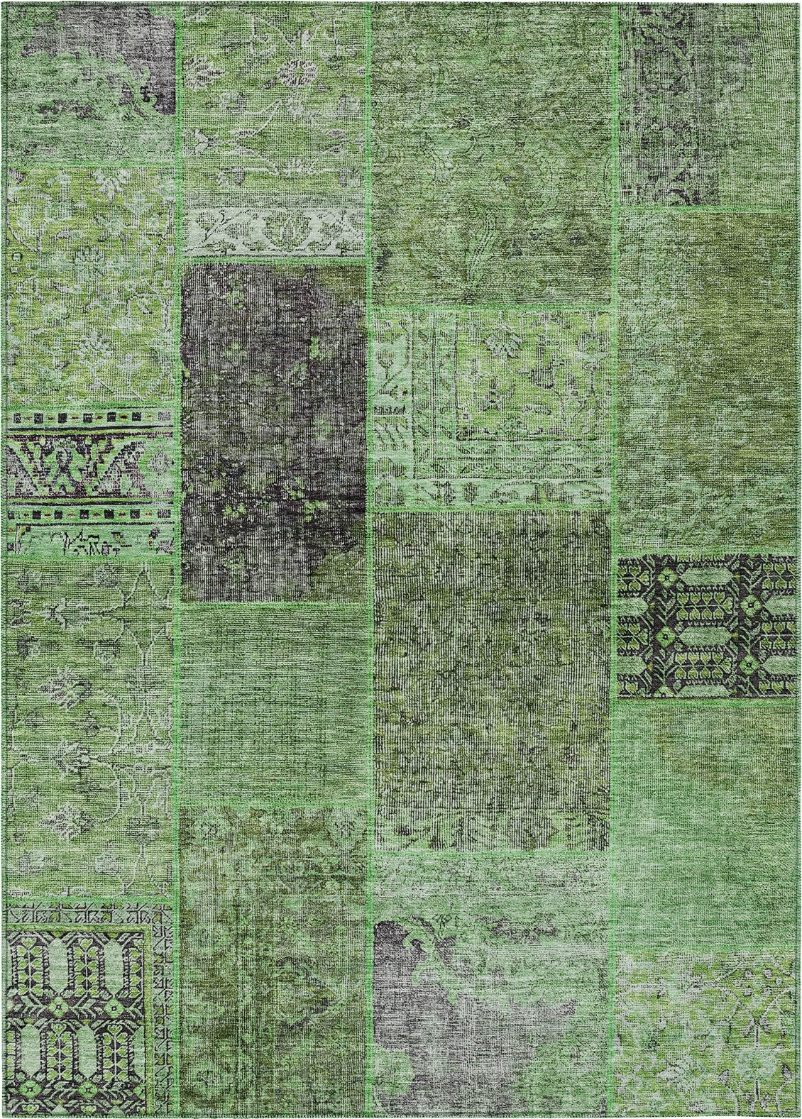 Piper Looms Chantille Patchwork ACN669 Green Area Rug