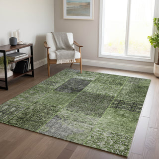 Piper Looms Chantille Patchwork ACN669 Olive Area Rug Lifestyle Image Feature