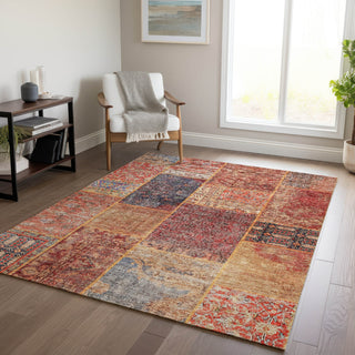 Piper Looms Chantille Patchwork ACN669 Red Area Rug Lifestyle Image Feature