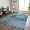 Piper Looms Chantille Patchwork ACN669 Teal Area Rug Lifestyle Image Feature