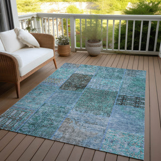 Piper Looms Chantille Patchwork ACN669 Teal Area Rug