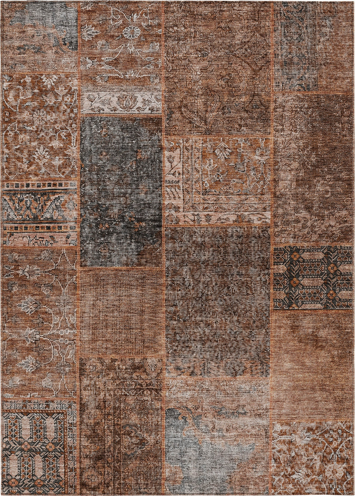 Piper Looms Chantille Patchwork ACN669 Terracotta Area Rug