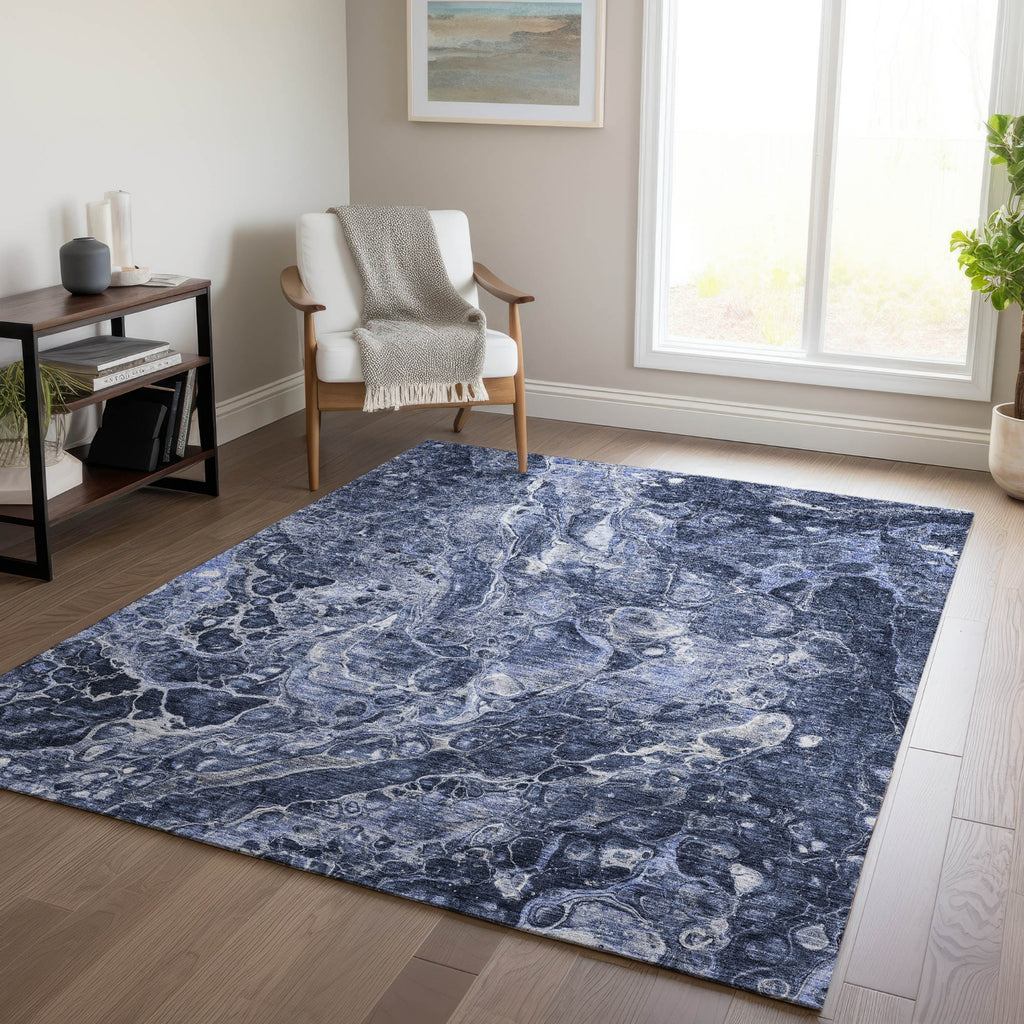 Piper Looms Chantille Abstract ACN670 Navy Area Rug Lifestyle Image Feature