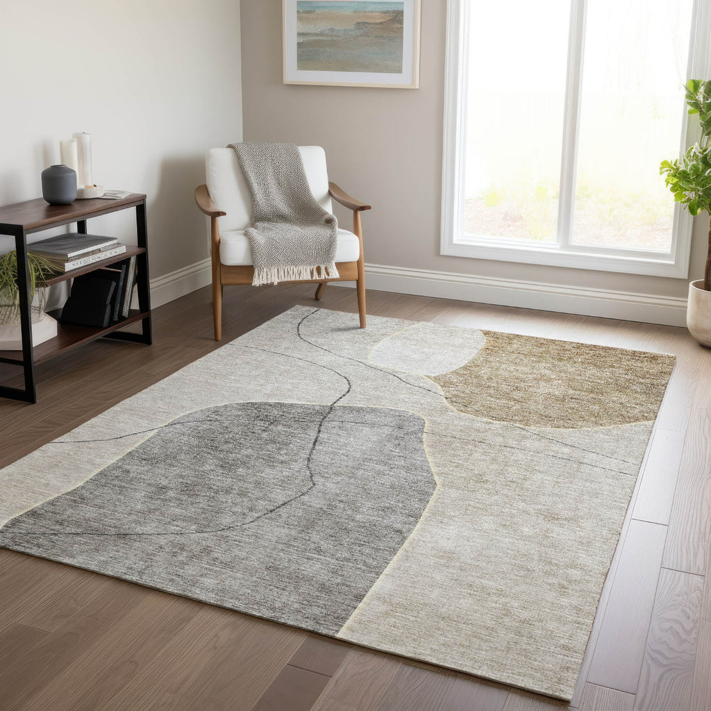 Piper Looms Chantille Abstract ACN672 Beige Area Rug Lifestyle Image Feature