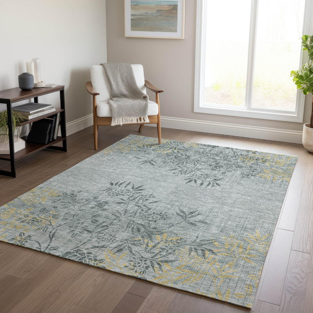 Piper Looms Chantille Floral ACN673 Gray Area Rug Lifestyle Image Feature
