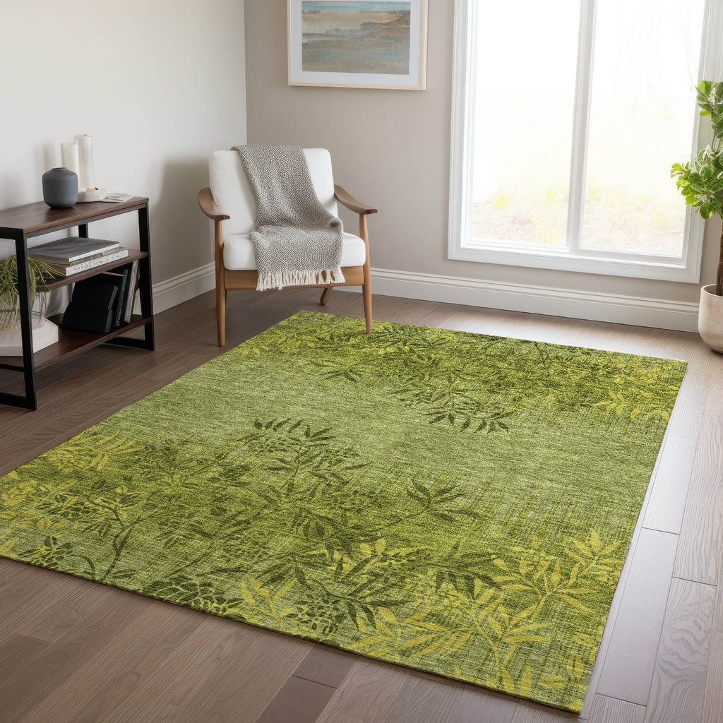 Piper Looms Chantille Floral ACN673 Olive Area Rug Lifestyle Image Feature