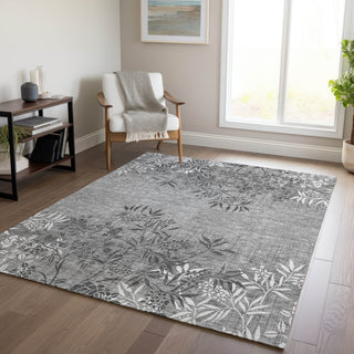 Piper Looms Chantille Floral ACN673 Pewter Area Rug Lifestyle Image Feature