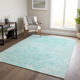 Piper Looms Chantille Floral ACN673 Teal Area Rug Lifestyle Image Feature