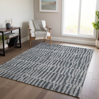 Piper Looms Chantille Striped ACN674 Charcoal Area Rug Lifestyle Image Feature