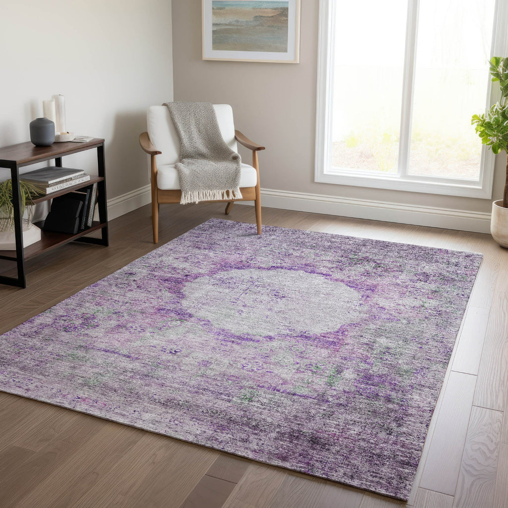 Piper Looms Chantille Oriental ACN675 Purple Area Rug Lifestyle Image Feature