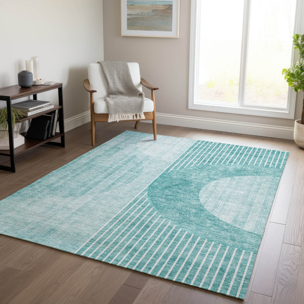 Piper Looms Chantille Modern ACN676 Teal Area Rug Lifestyle Image Feature