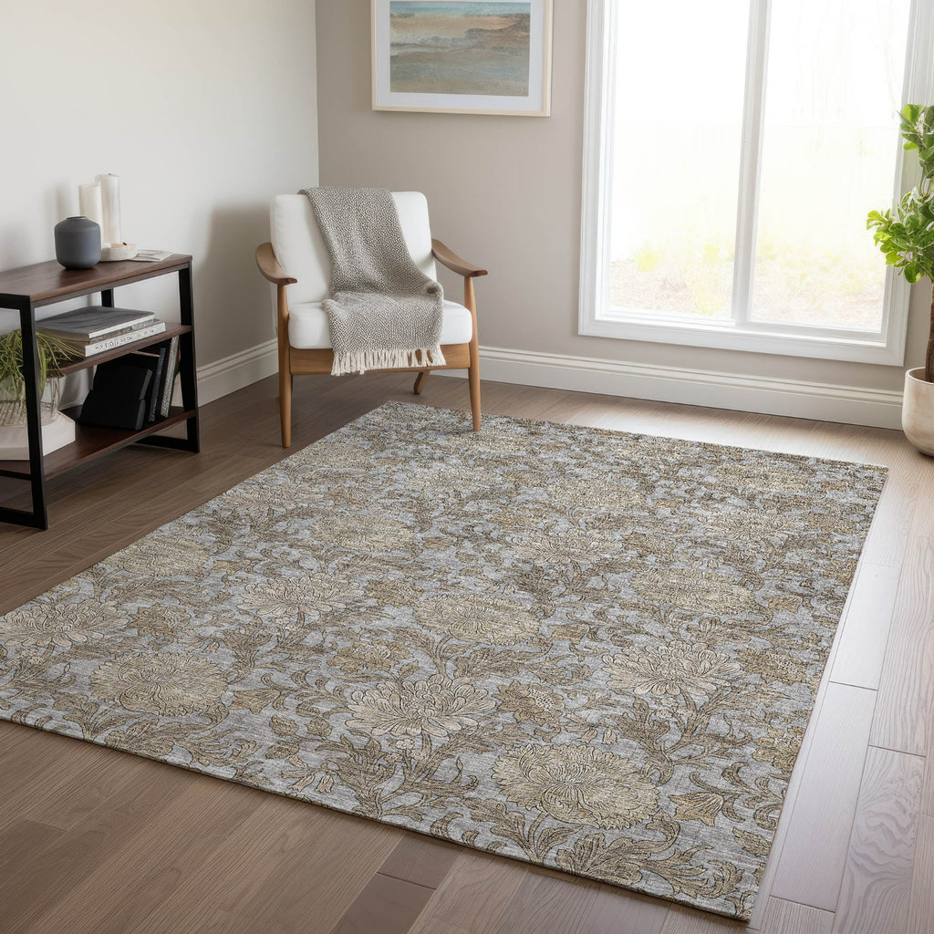 Piper Looms Chantille Floral ACN677 Gray Area Rug Lifestyle Image Feature