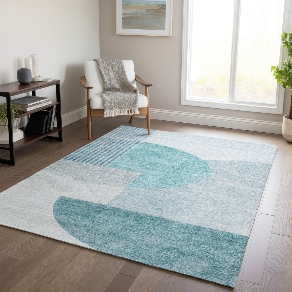 Piper Looms Chantille Modern ACN678 Teal Area Rug Lifestyle Image Feature