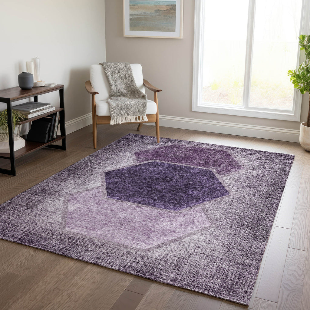 Piper Looms Chantille Geometric ACN679 Eggplant Area Rug Lifestyle Image Feature
