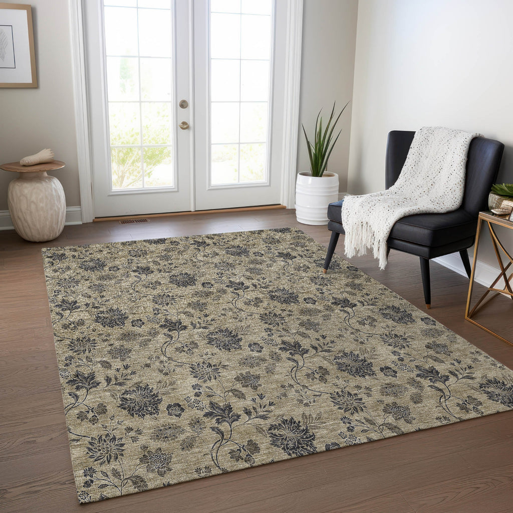 Piper Looms Chantille Floral ACN680 Brown Area Rug Lifestyle Image Feature