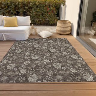 Piper Looms Chantille Floral ACN680 Chocolate Area Rug