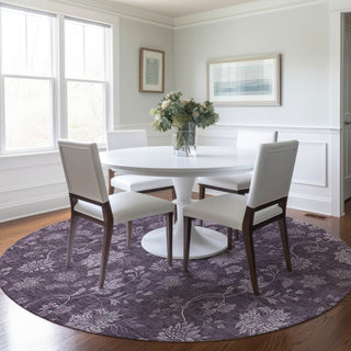 Piper Looms Chantille Floral ACN680 Plum Area Rug