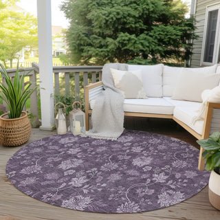 Piper Looms Chantille Floral ACN680 Plum Area Rug