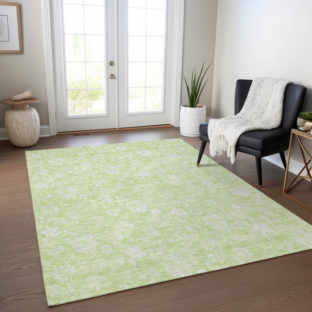 Piper Looms Chantille Floral ACN681 Aloe Area Rug Lifestyle Image Feature