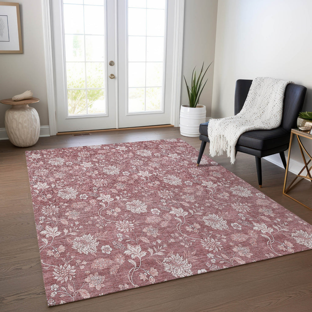 Piper Looms Chantille Floral ACN681 Blush Area Rug Lifestyle Image Feature