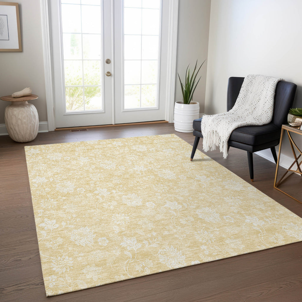 Piper Looms Chantille Floral ACN681 Honey Area Rug Lifestyle Image Feature