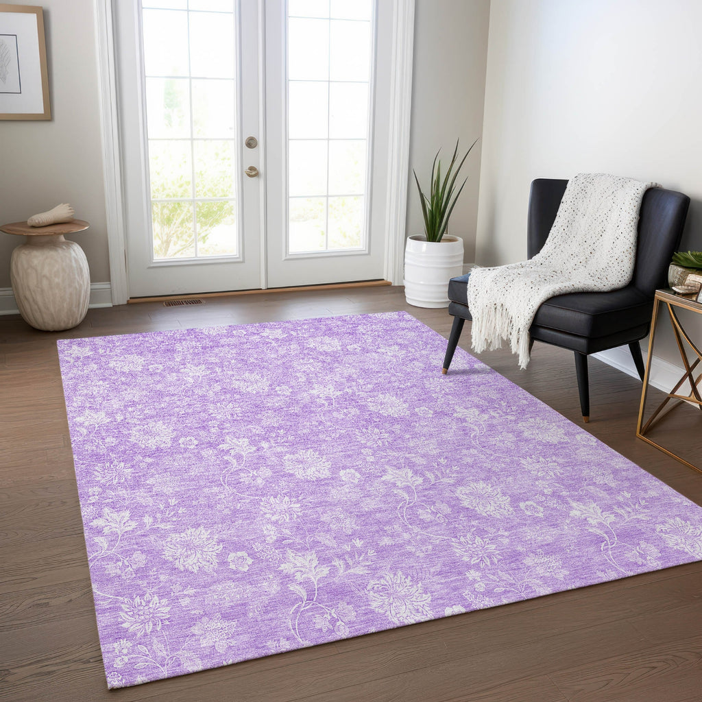 Piper Looms Chantille Floral ACN681 Lilac Area Rug Lifestyle Image Feature