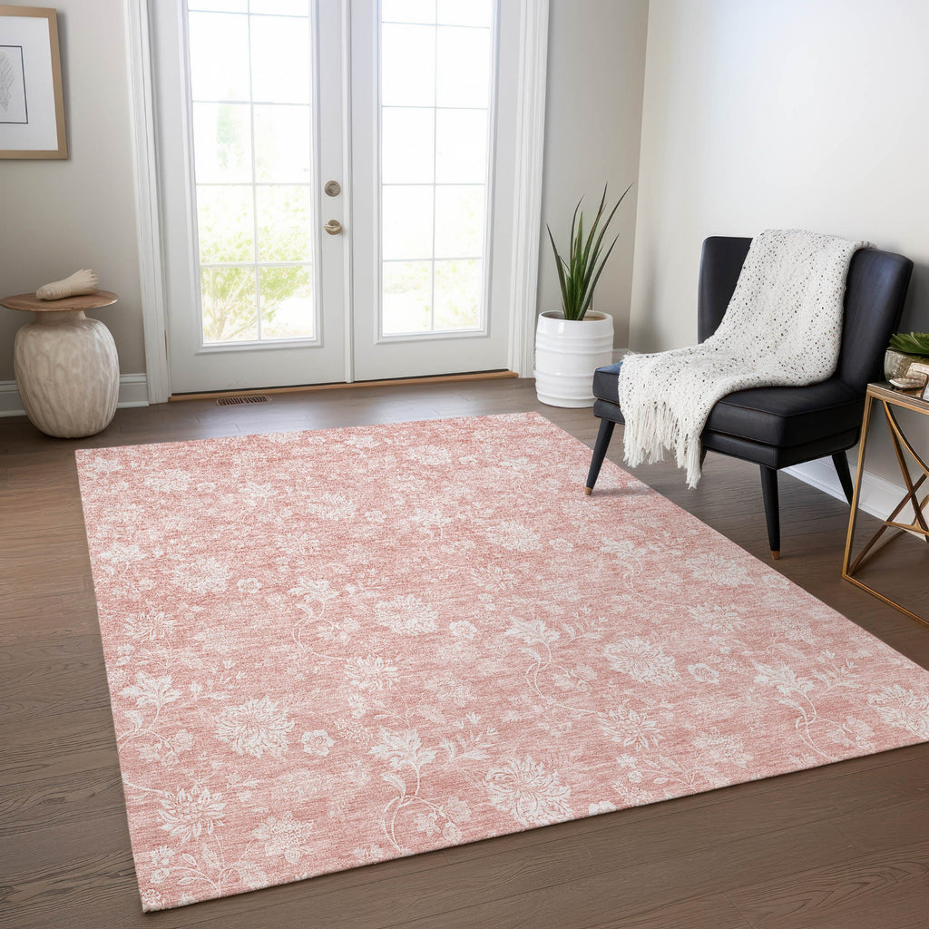 Piper Looms Chantille Floral ACN681 Pink Area Rug Lifestyle Image Feature