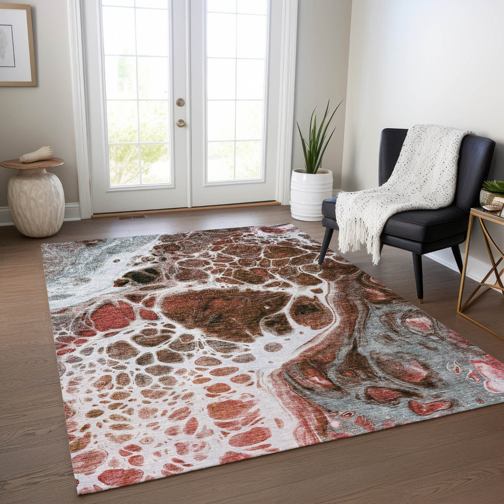 Piper Looms Chantille Modern ACN682 Paprika Area Rug Lifestyle Image Feature