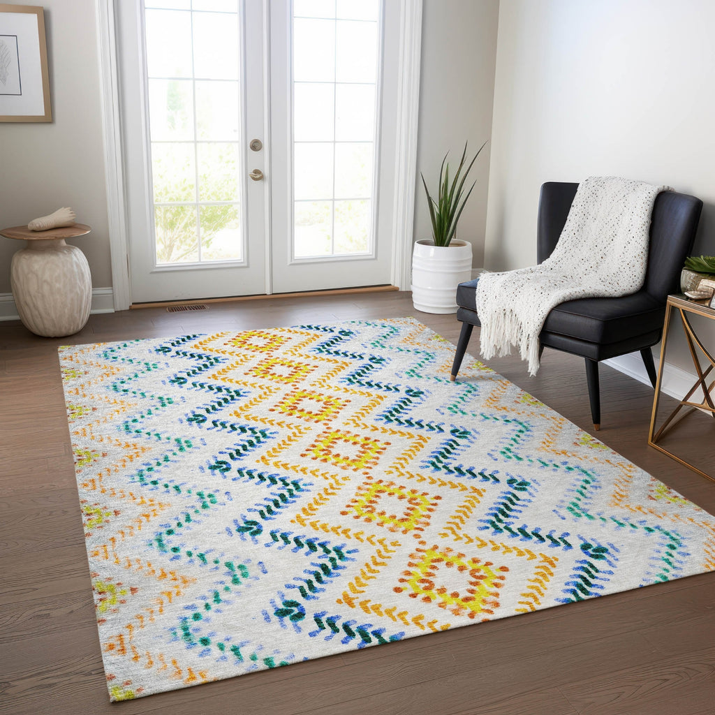 Piper Looms Chantille Geometric ACN683 Ivory Area Rug Lifestyle Image Feature
