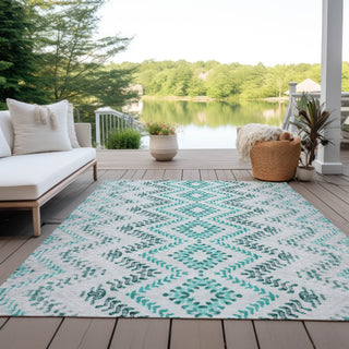 Piper Looms Chantille Geometric ACN684 Teal Area Rug