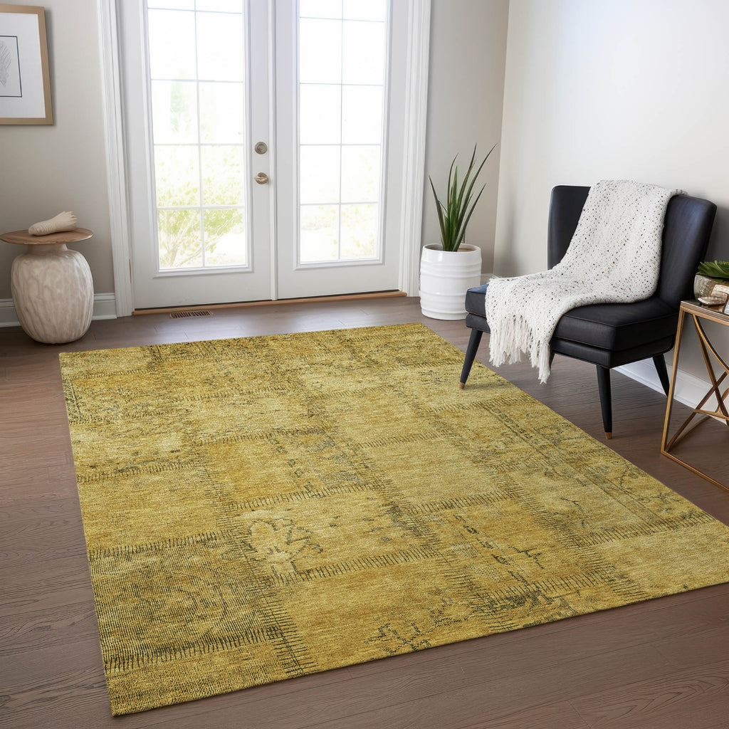 Piper Looms Chantille Patchwork ACN685 Gold Area Rug Lifestyle Image Feature