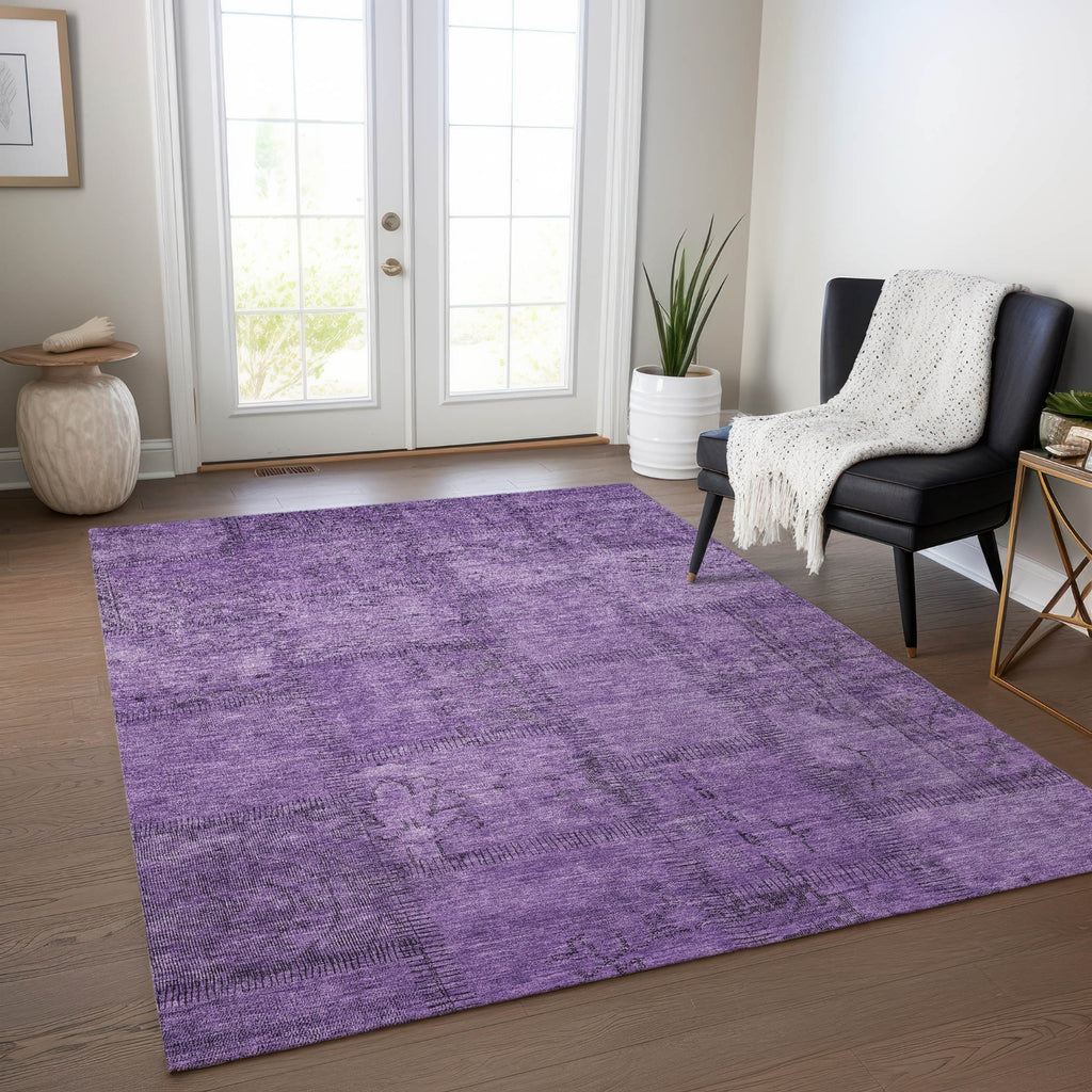 Piper Looms Chantille Patchwork ACN685 Purple Area Rug Lifestyle Image Feature
