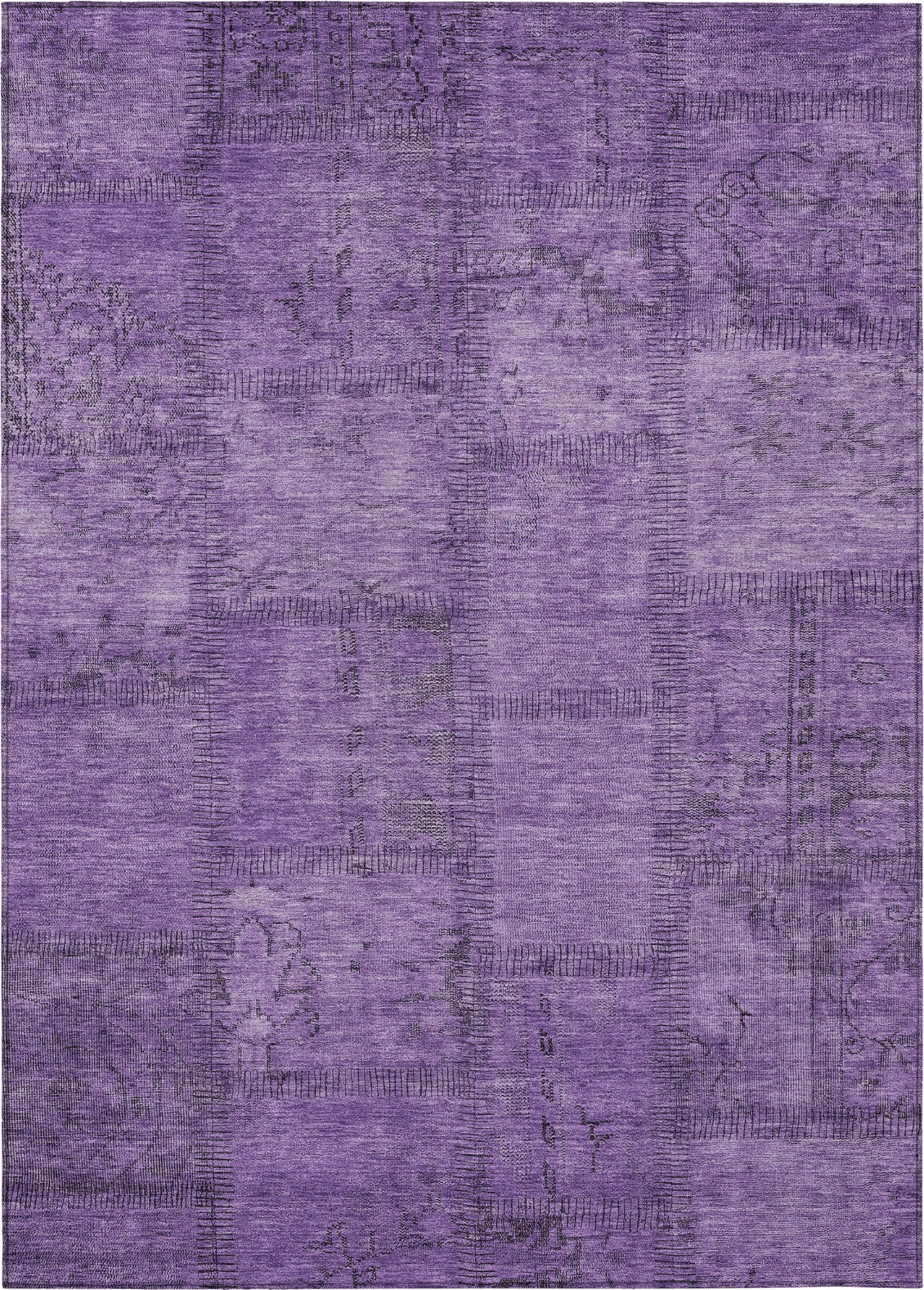 Piper Looms Chantille Patchwork ACN685 Purple Area Rug