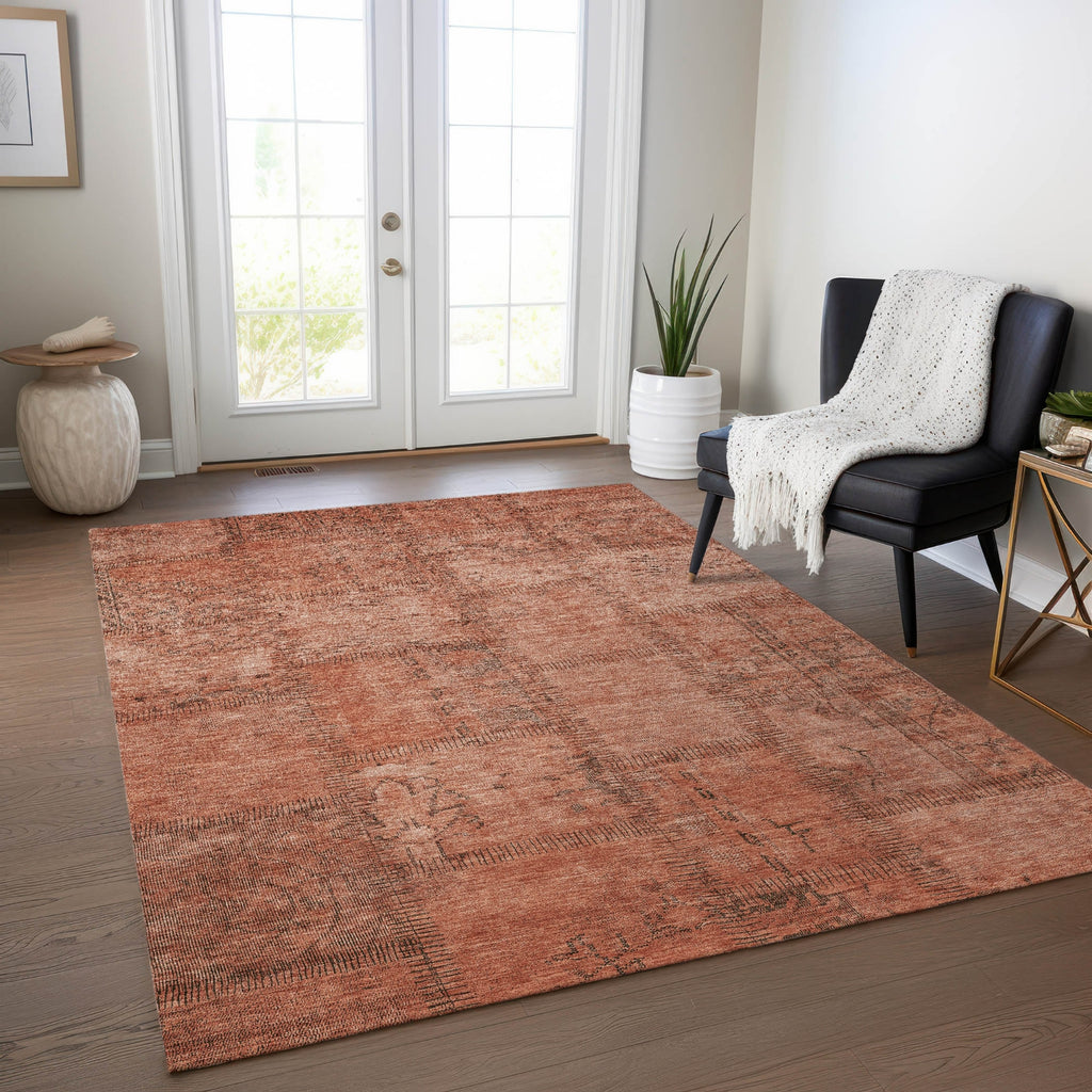 Piper Looms Chantille Patchwork ACN685 Salmon Area Rug Lifestyle Image Feature