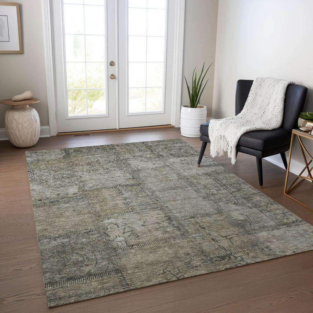Piper Looms Chantille Patchwork ACN685 Taupe Area Rug Lifestyle Image Feature