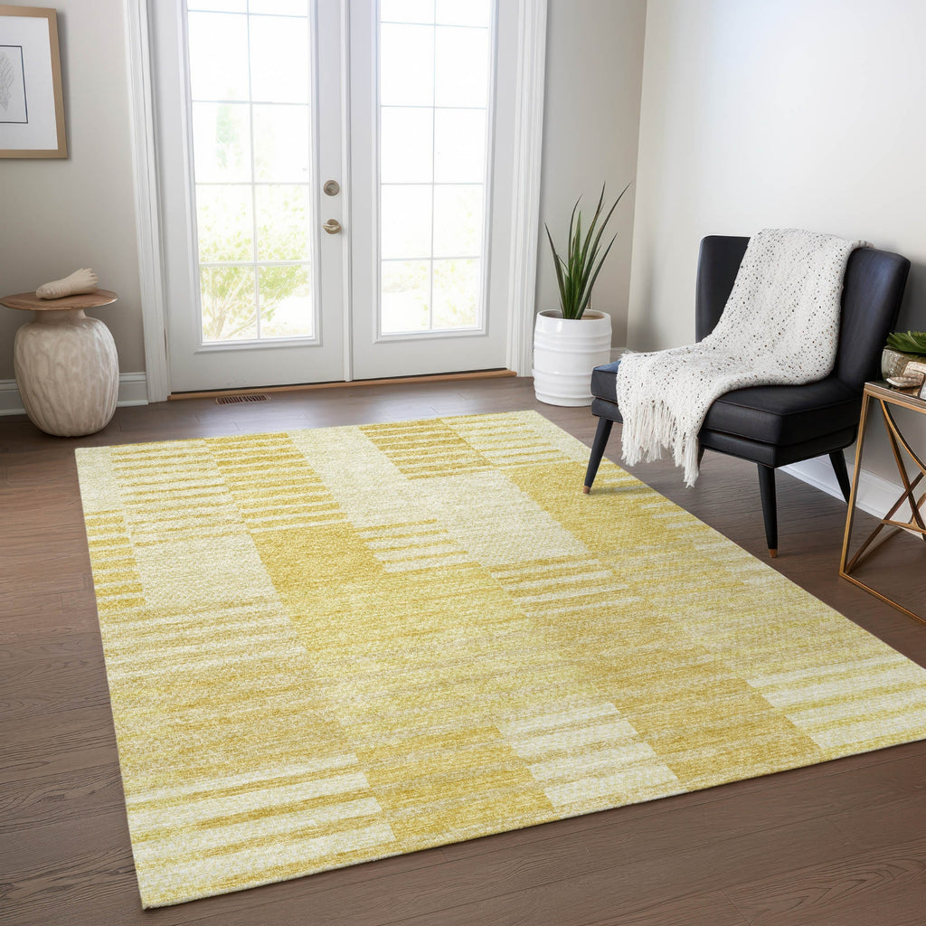 Piper Looms Chantille Striped ACN686 Honey Area Rug Lifestyle Image Feature