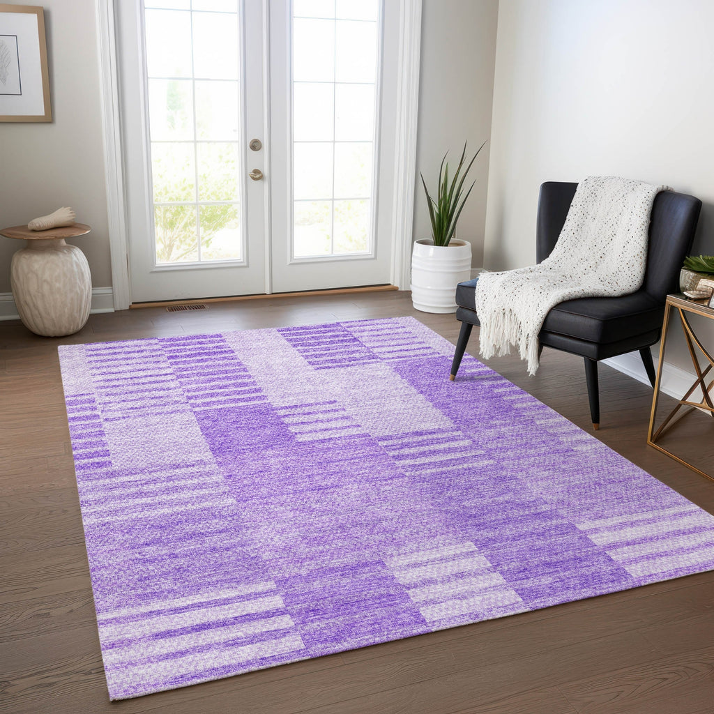 Piper Looms Chantille Striped ACN686 Lavender Area Rug Lifestyle Image Feature