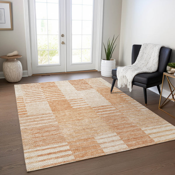 Piper Looms Chantille Striped ACN686 Salmon Area Rug Incredible Rugs