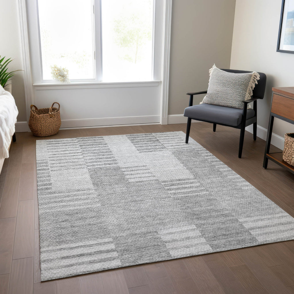 Piper Looms Chantille Striped ACN686 Silver Area Rug Lifestyle Image Feature